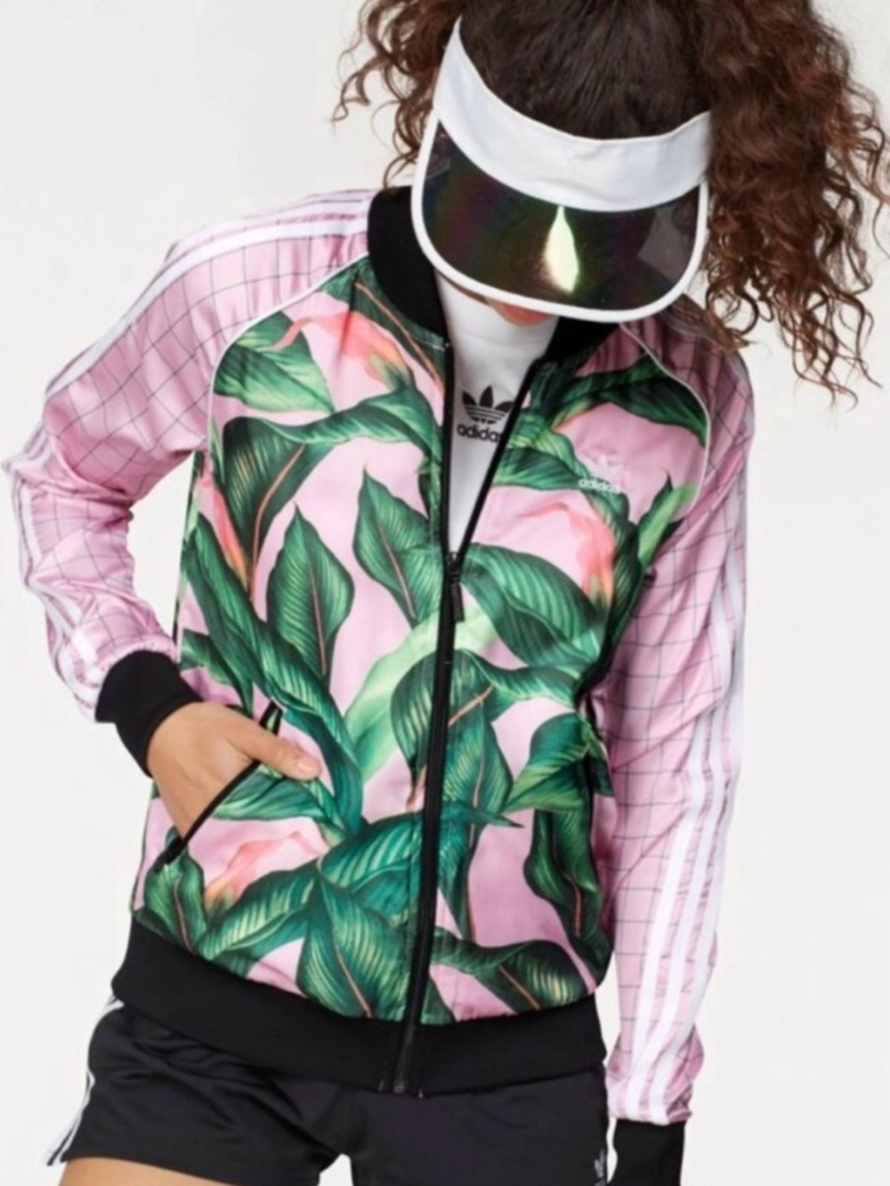 Adidas X Farm Rio Pink Tropical Leaf Track Jacket